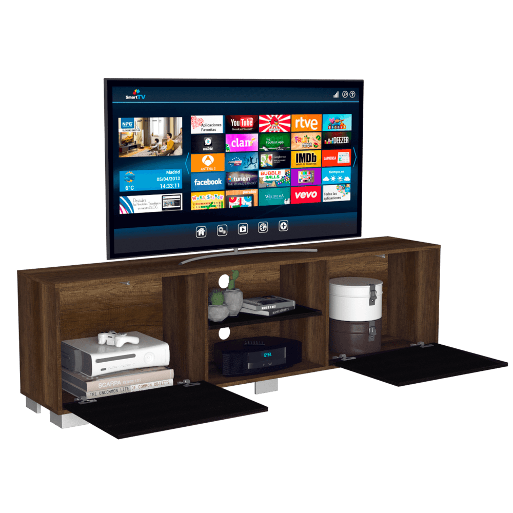 Rack Tv Tyvora Color Caramelo Y Wengue Para Tv De 80''