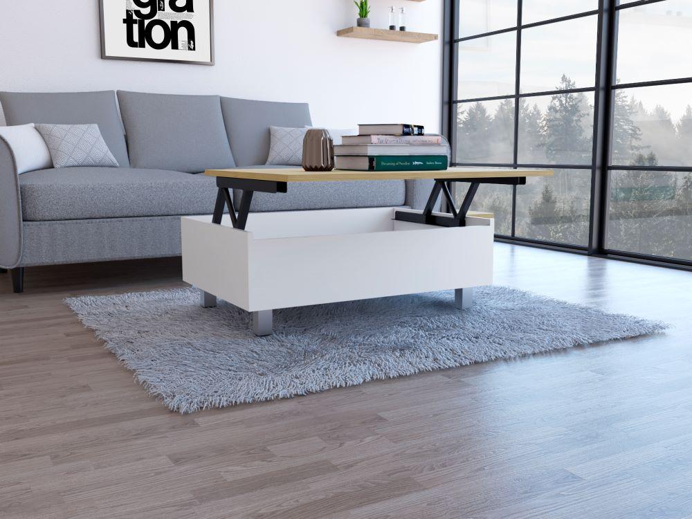 Mesa De Centro Yuniva (1C) Blanco Mqz+Macadamia 297.5X80X54.5 Cm