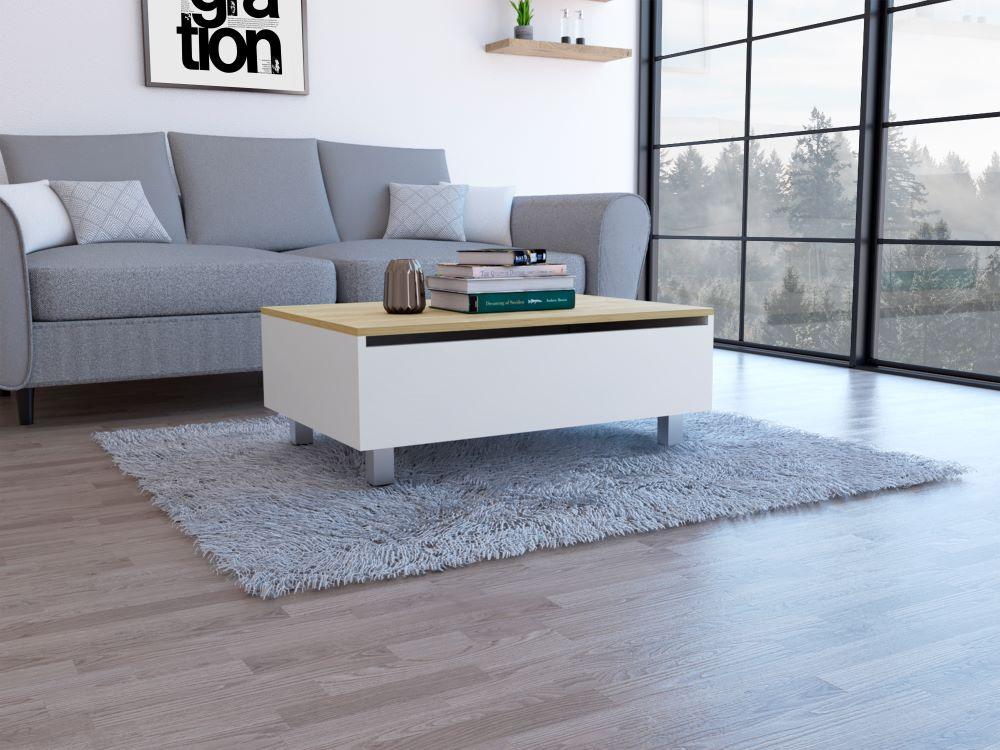 Mesa De Centro Yuniva (1C) Blanco Mqz+Macadamia 297.5X80X54.5 Cm