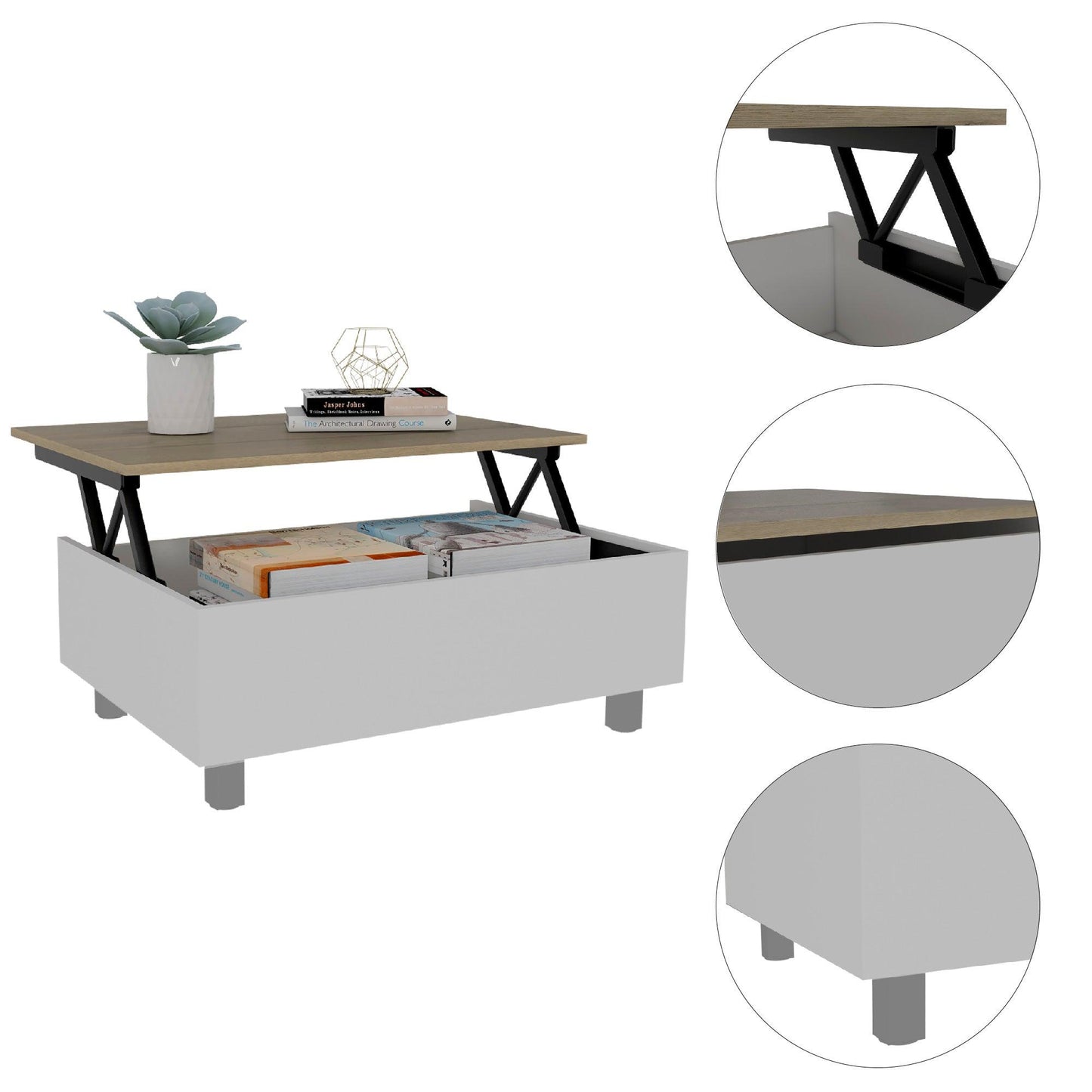 Mesa De Centro Yuniva Lift Top Coffee Table Blanco