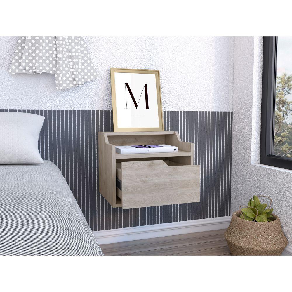 Mesa De Noche Flotante Vureya Ceniza