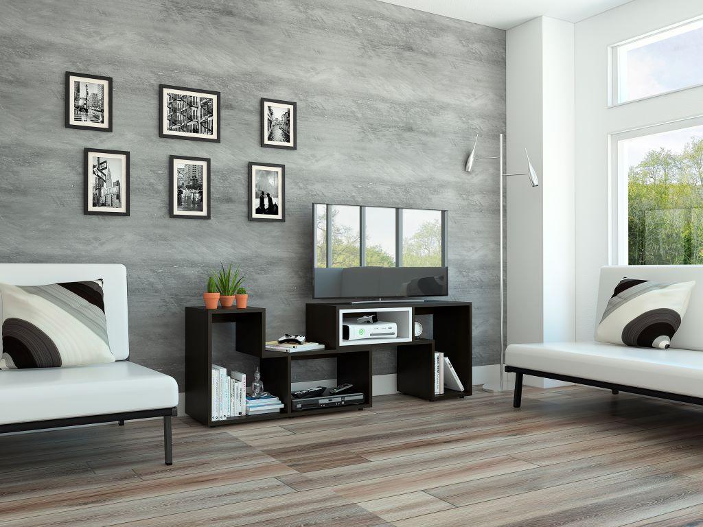Mesa Para Tv Veluna Wengue Y Blanco Para Tv De 50"