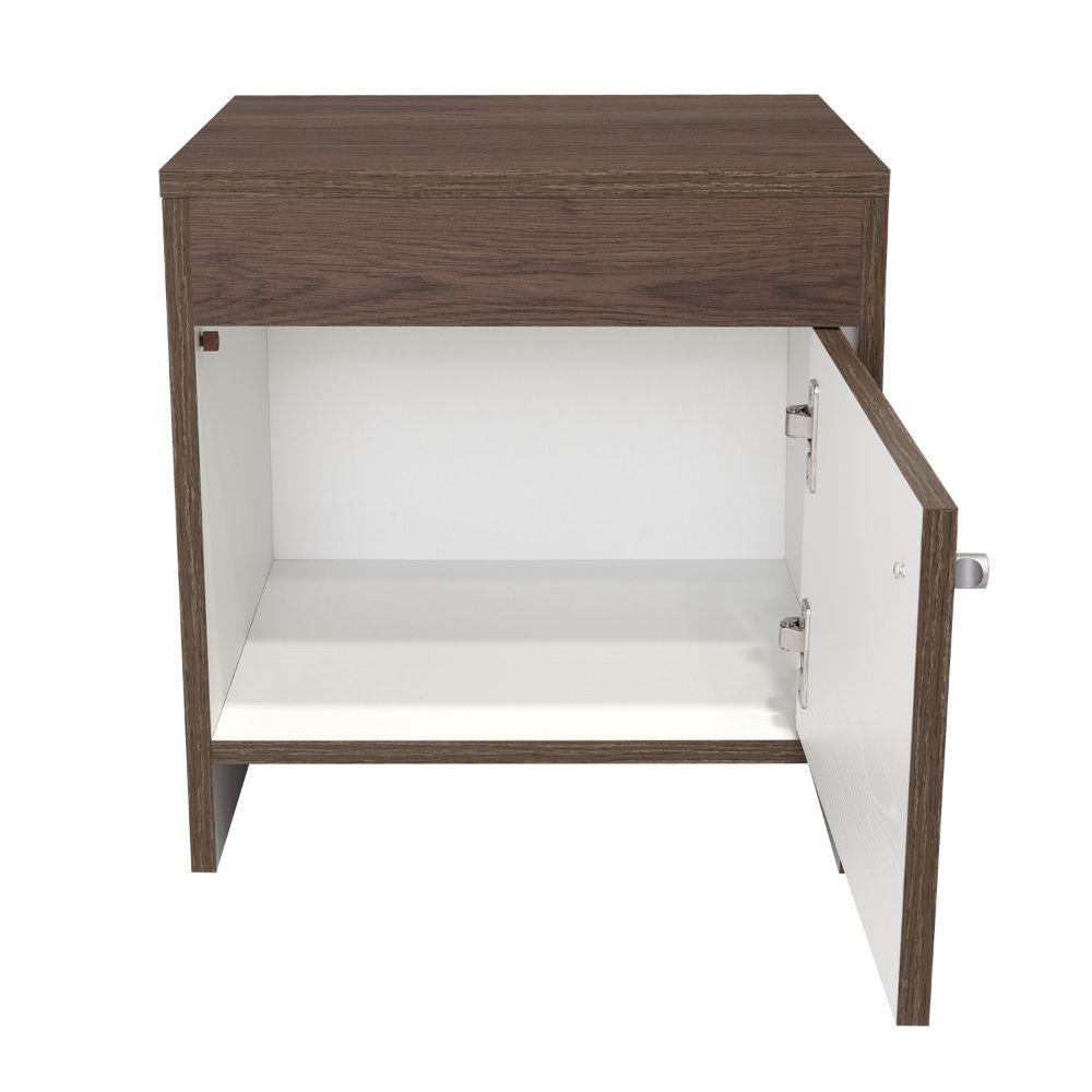 Mesa De Noche Eviré Coñac Y Blanco