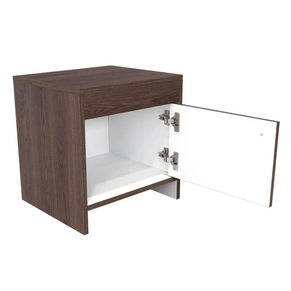 Mesa De Noche Eviré Coñac Y Blanco