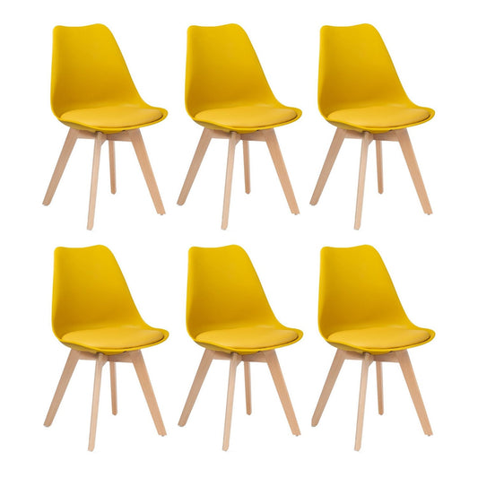 Set x6 Silla Tapizada Milano Amarillo