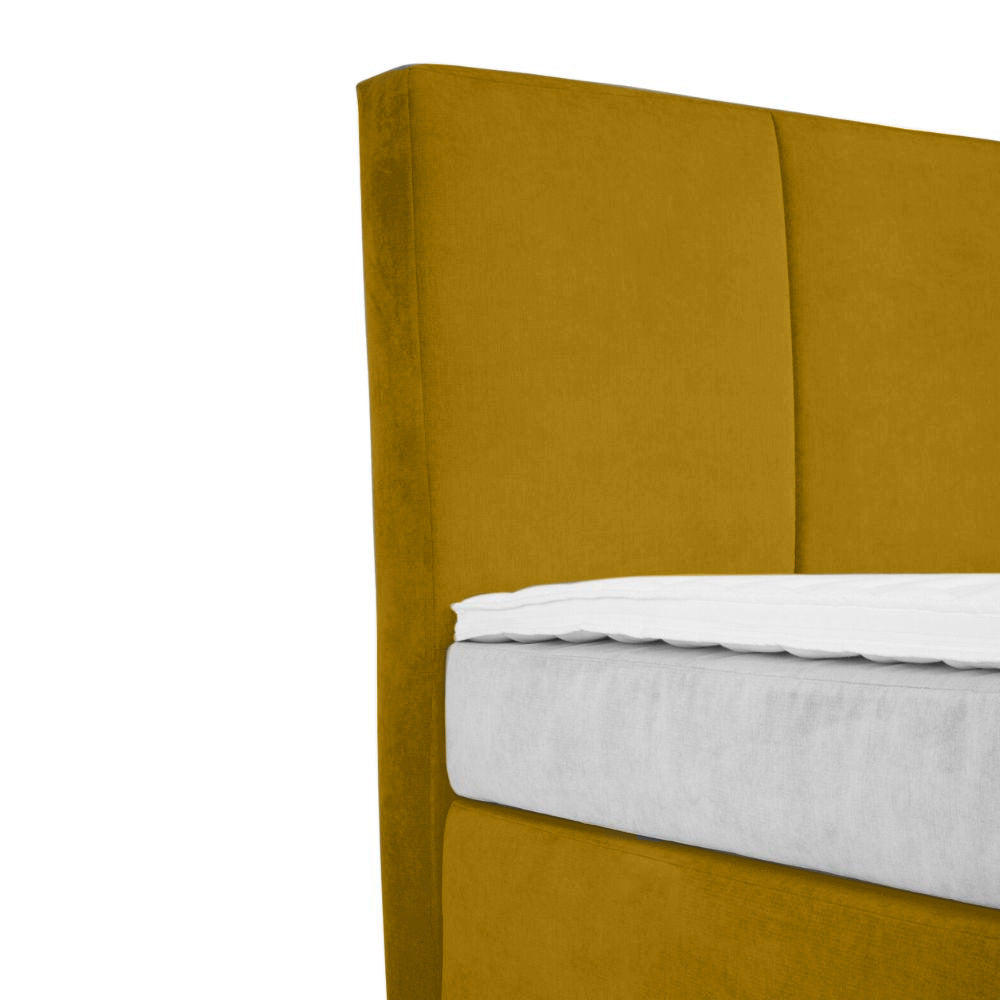 Base Cama Con Espaldar King Pretty Mostaza
