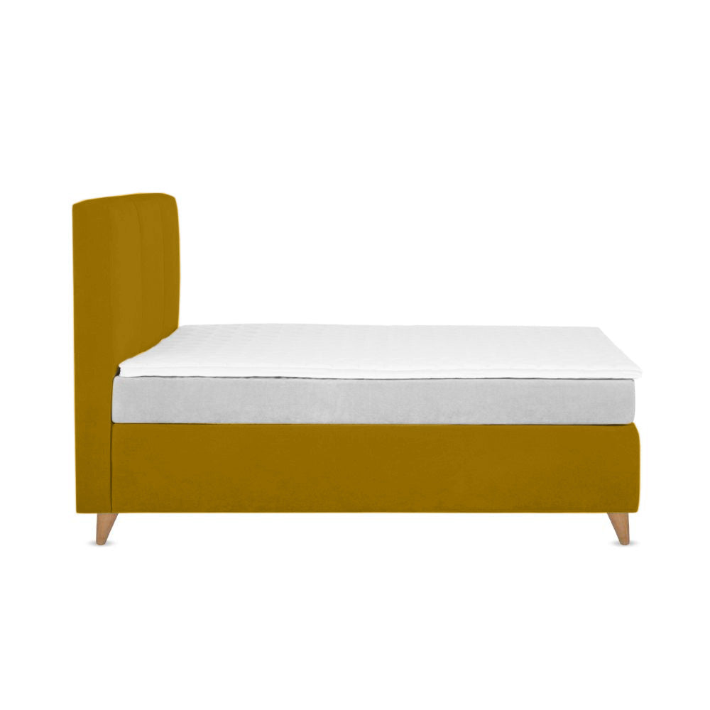 Base Cama Con Espaldar King Pretty Mostaza