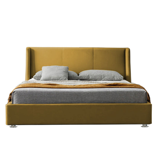 Base Cama Con Espaldar King Mousai Mostaza