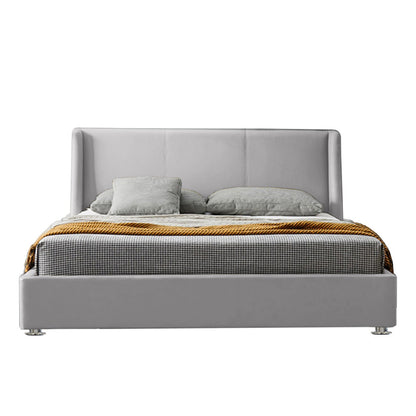 Base Cama Con Espaldar King Mousai Gris Perla