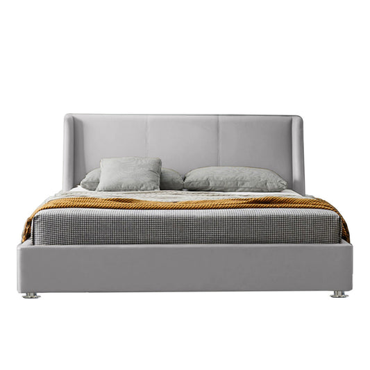 Base Cama Con Espaldar King Mousai Gris Perla