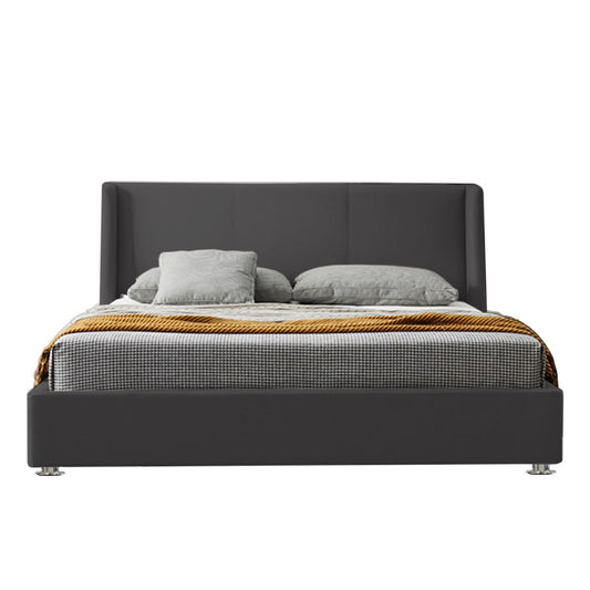 Base Cama Con Espaldar King Mousai Gris Plomo