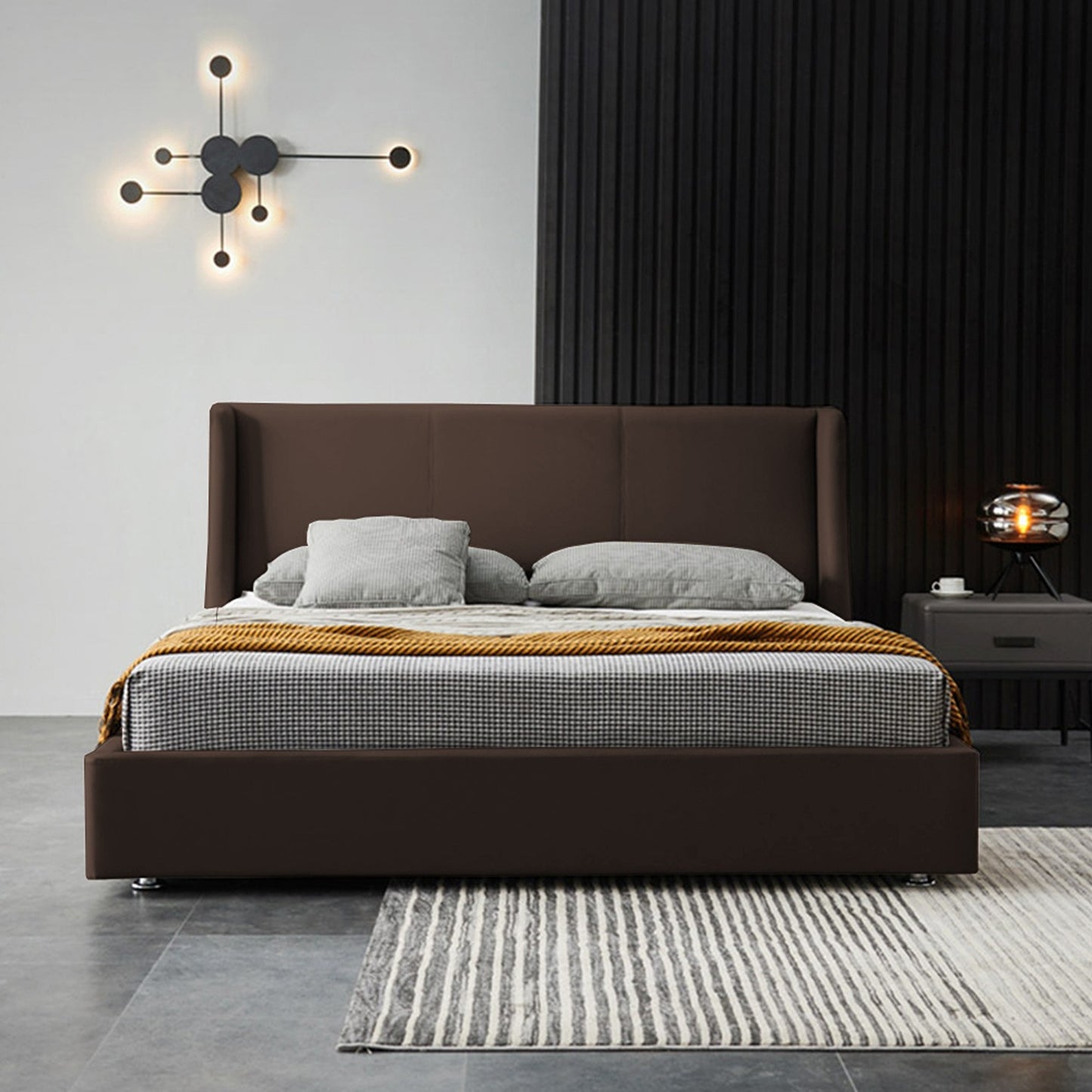 Base Cama Con Espaldar Queen Mousai Cafe