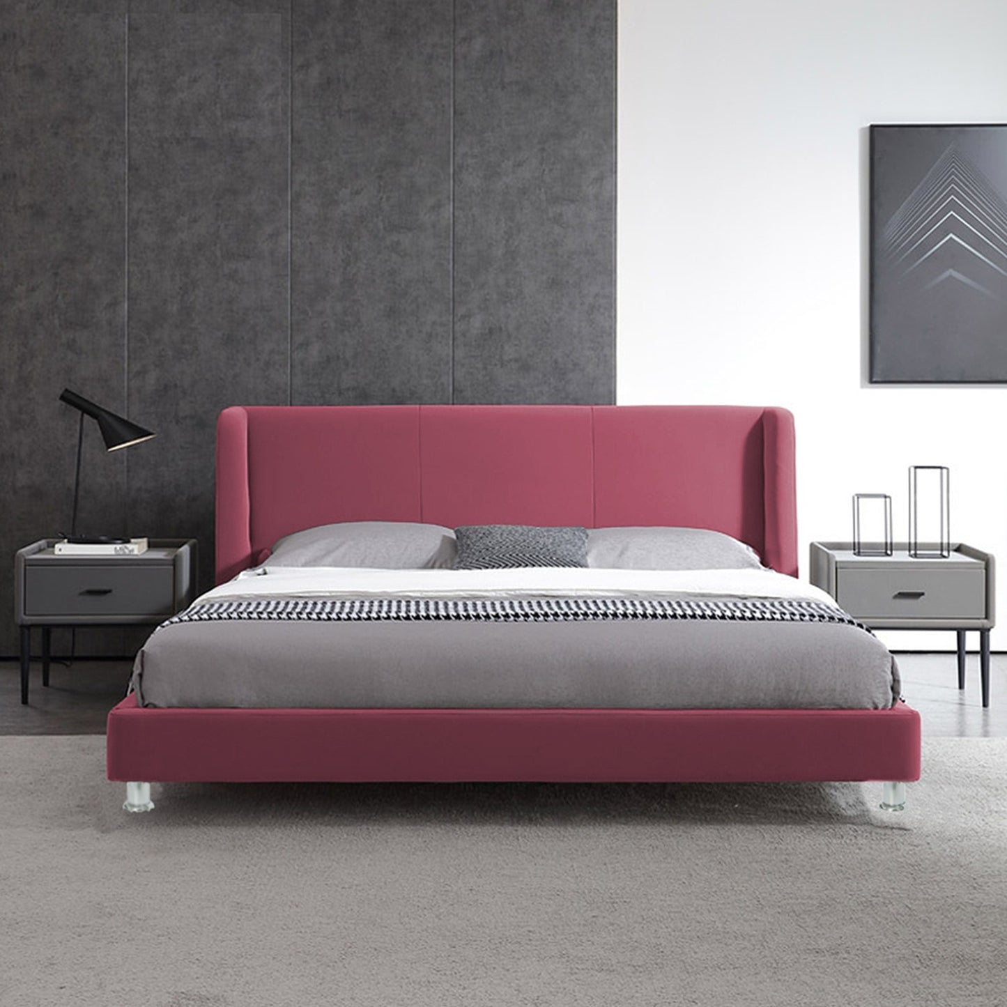 Base Cama Con Espaldar King Mousai Salmon