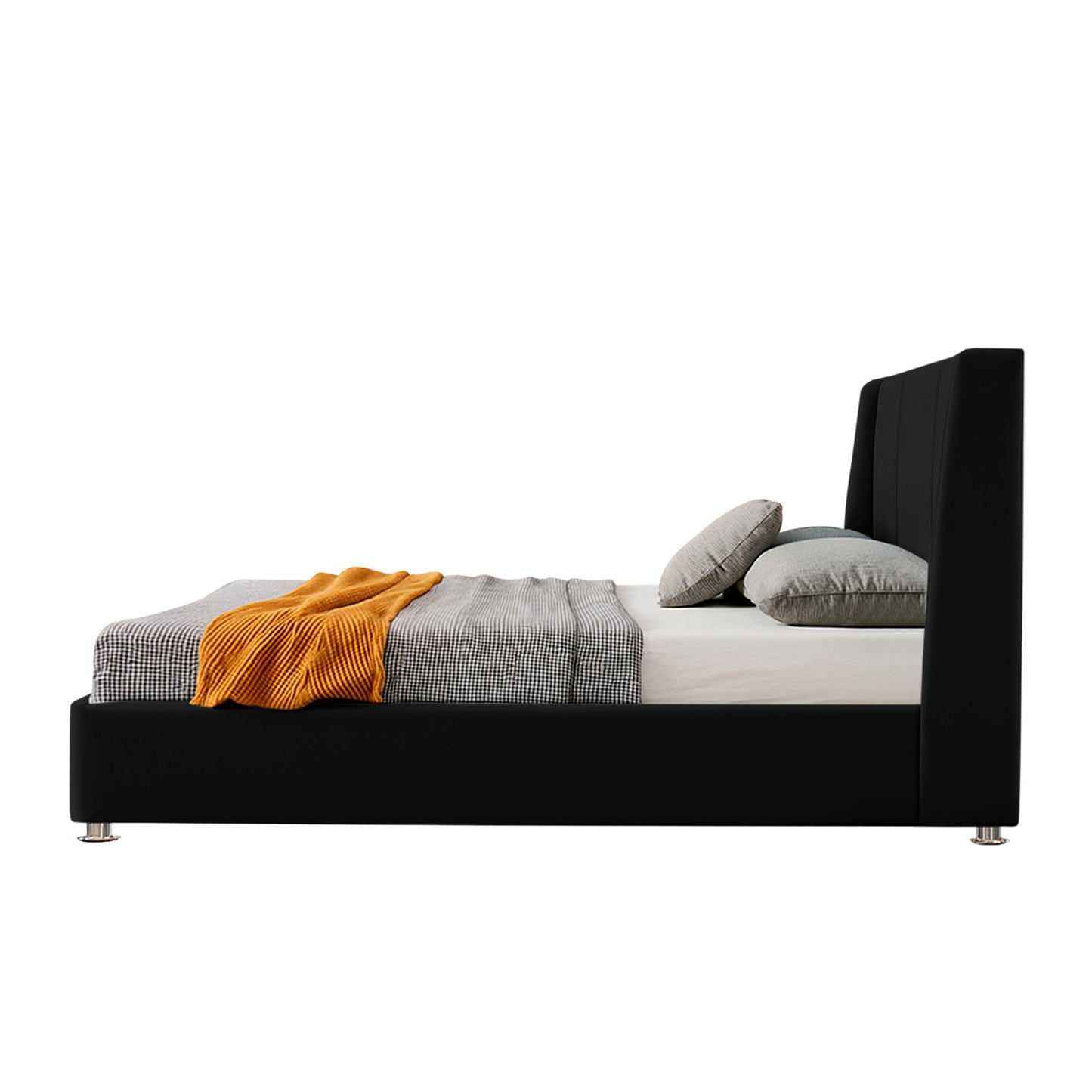 Base Cama Con Espaldar King Mousai Negro
