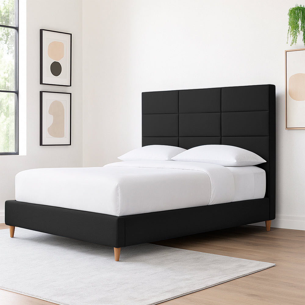 Base Cama Con Espaldar Doble Delhi Negro