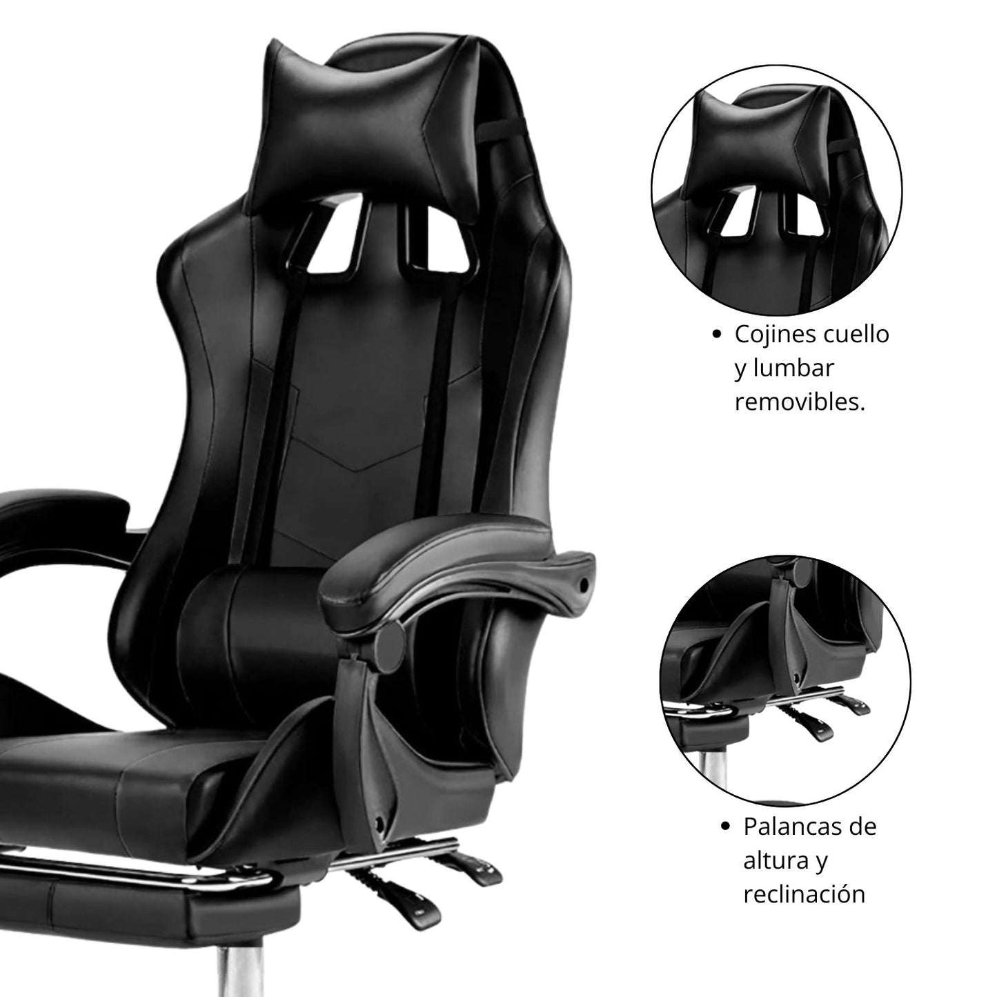 Silla Gamer Ergonomica Reclinable Kairo Negro