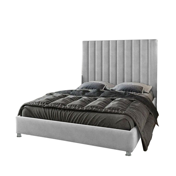 Base Cama Con Espaldar Queen Natura Gris Perla