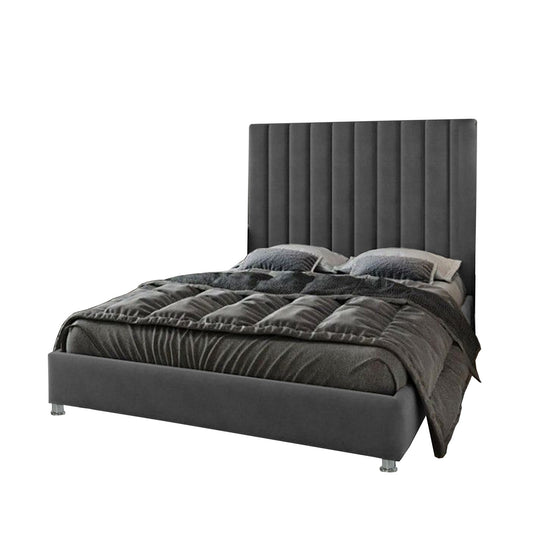 Base Cama con Espaldar + Colchon Queen Natura 160x190x150 gris plomo