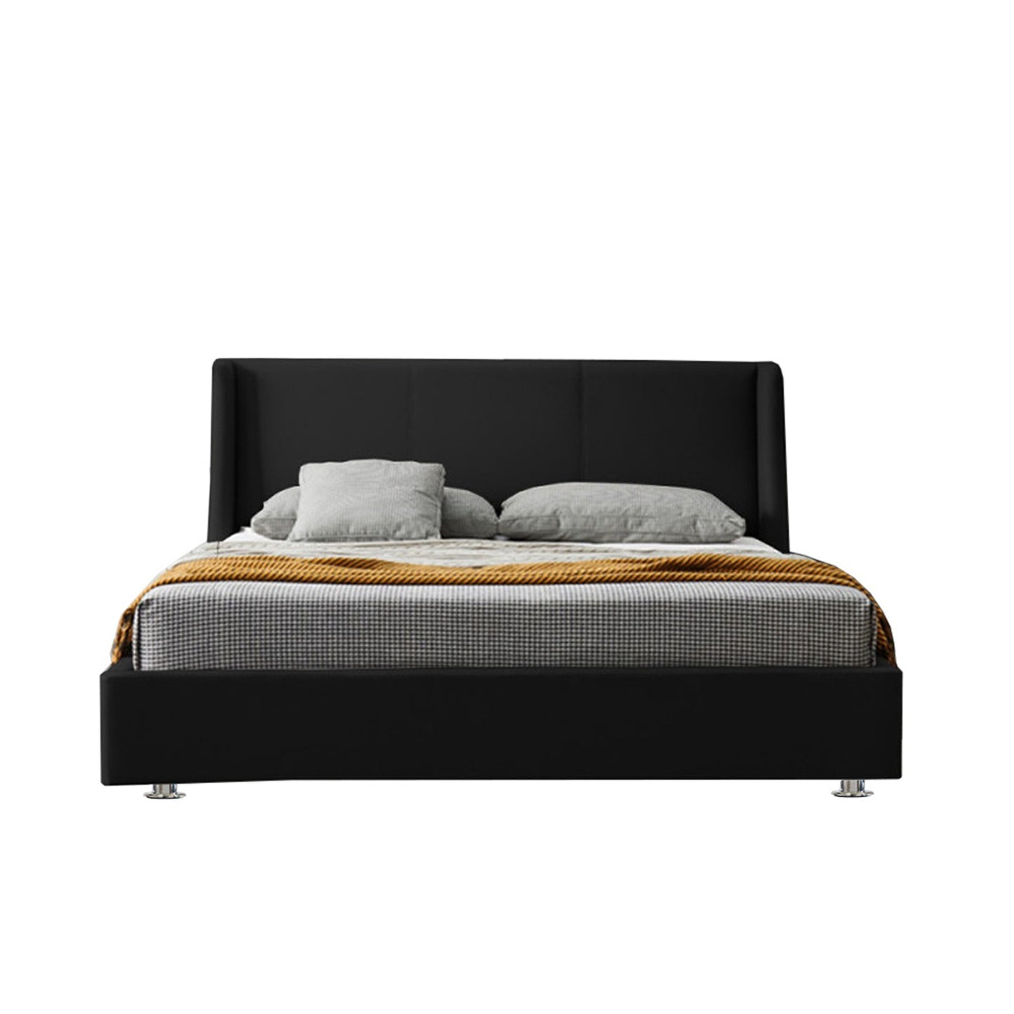 Base Cama Con Espaldar King Mousai Negro