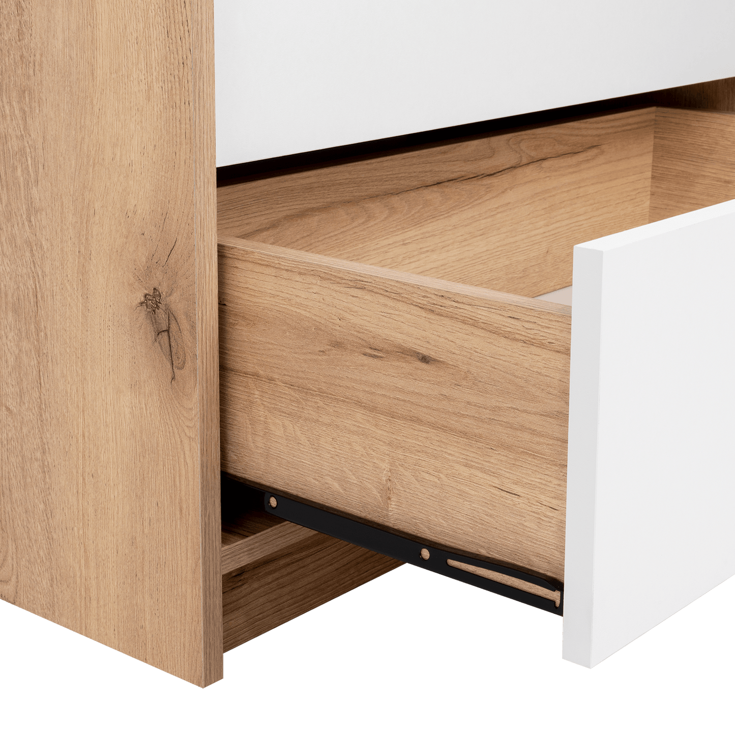 Organizador Serion Café Claro Y Blanco, Con Tres Cajones Multiusos Y Manijas Metálicas