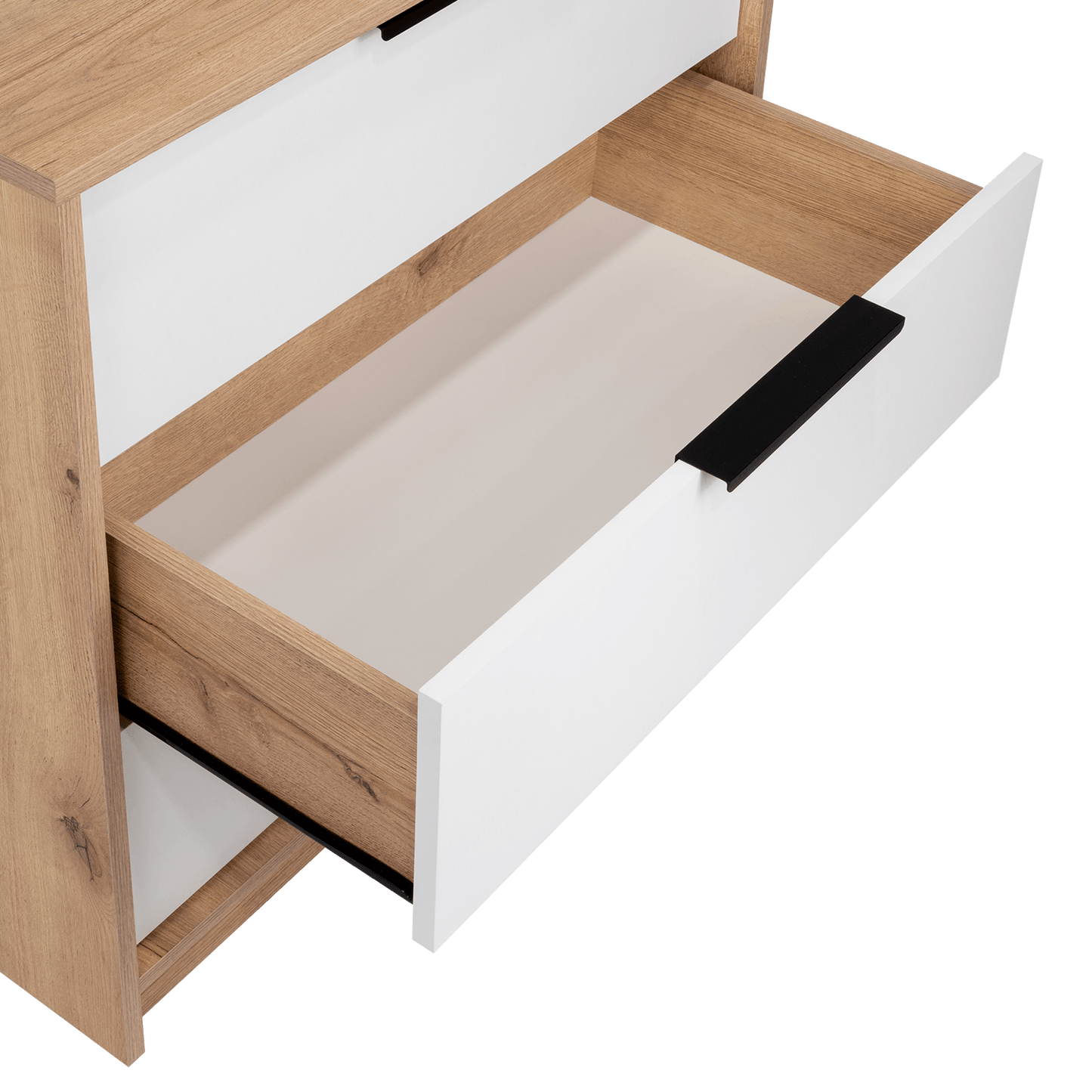 Organizador Serion Café Claro Y Blanco, Con Tres Cajones Multiusos Y Manijas Metálicas