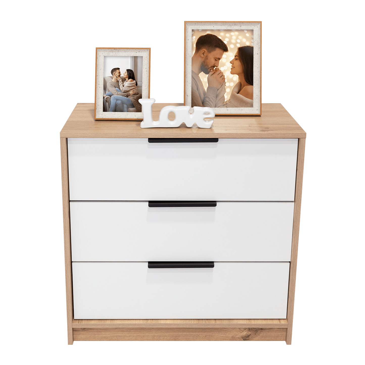 Organizador Serion Café Claro Y Blanco, Con Tres Cajones Multiusos Y Manijas Metálicas