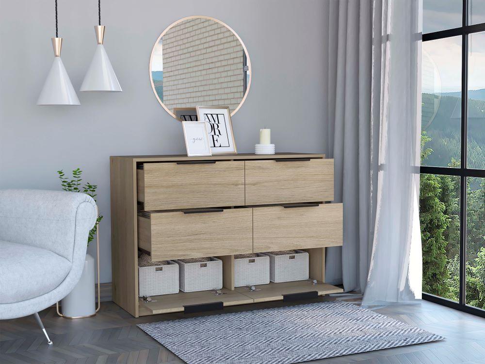 Comoda 4 Cajones Okria Rovere + Blanco