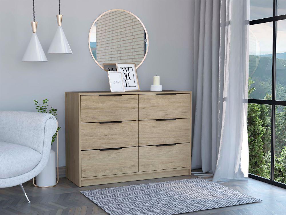 Comoda 4 Cajones Okria Rovere + Blanco
