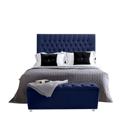 Base Cama Con Espaldar Sencillo Paris Azul