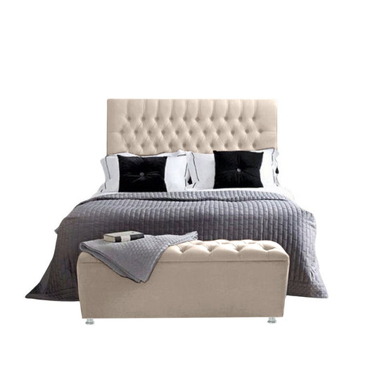 Base Cama Con Espaldar Sencillo Paris Beige