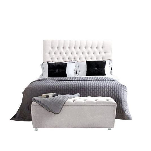 Base Cama Con Espaldar Sencillo Paris Blanco