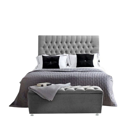 Base Cama Con Espaldar Semidoble Paris Gris Plata