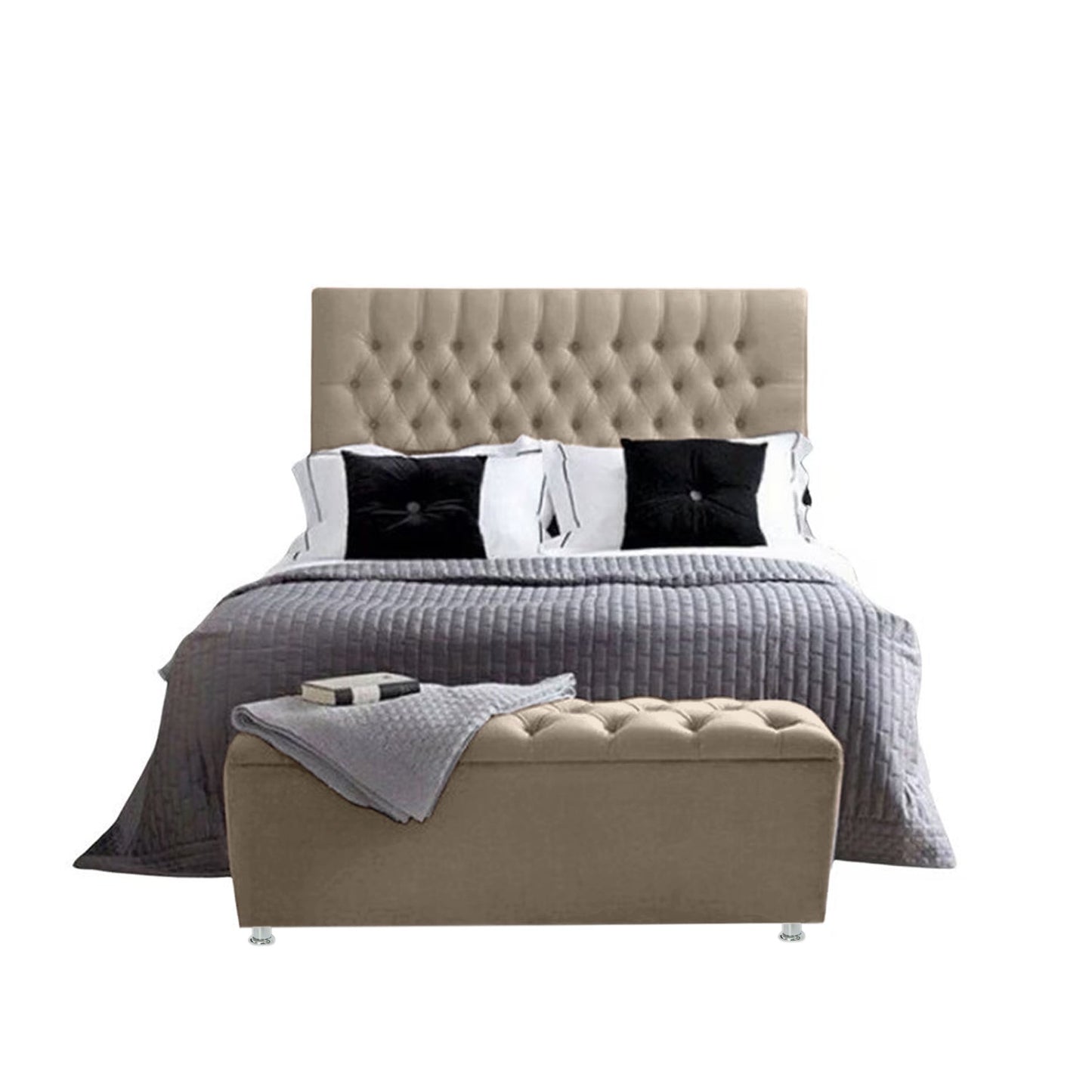 Base Cama Con Espaldar Sencillo Paris Taupe