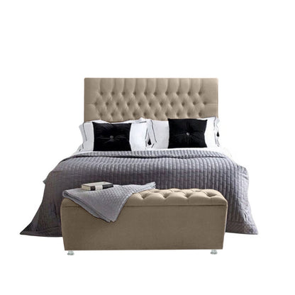 Base Cama Con Espaldar Sencillo Paris Taupe