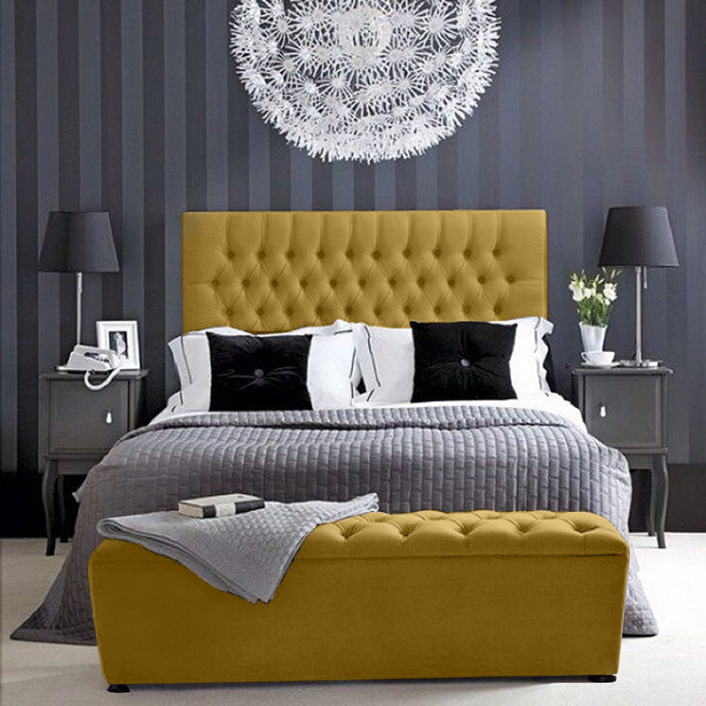 Espaldar de Cama Sencillo Paris 100x150x10 mostaza