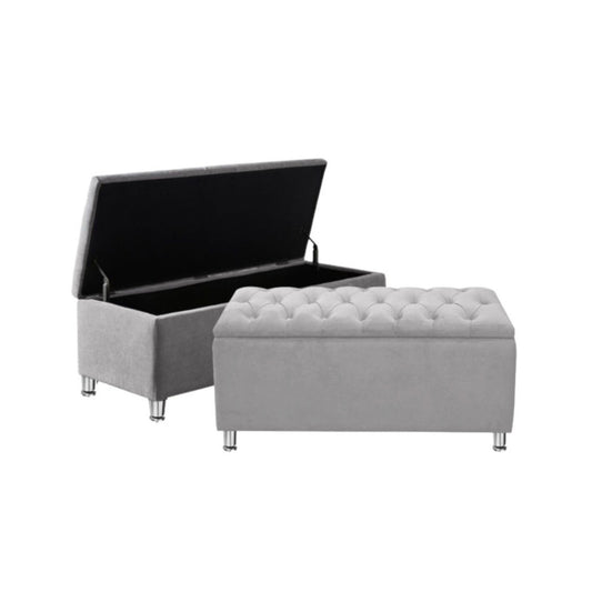 Puff Baul Semidoble Gris Perla