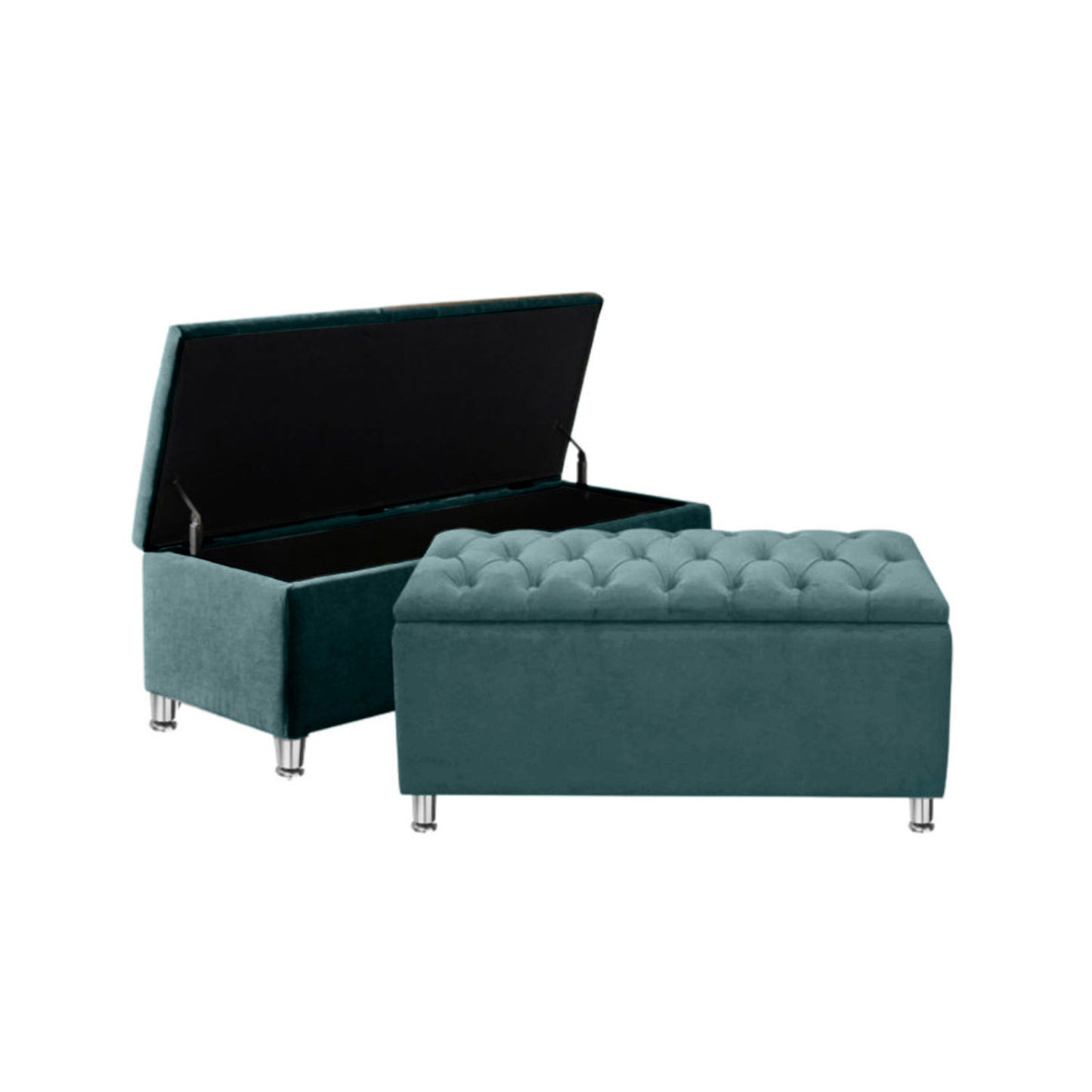 Base Cama con Espaldar + Colchon + Puff Baul Semidoble Paris verde