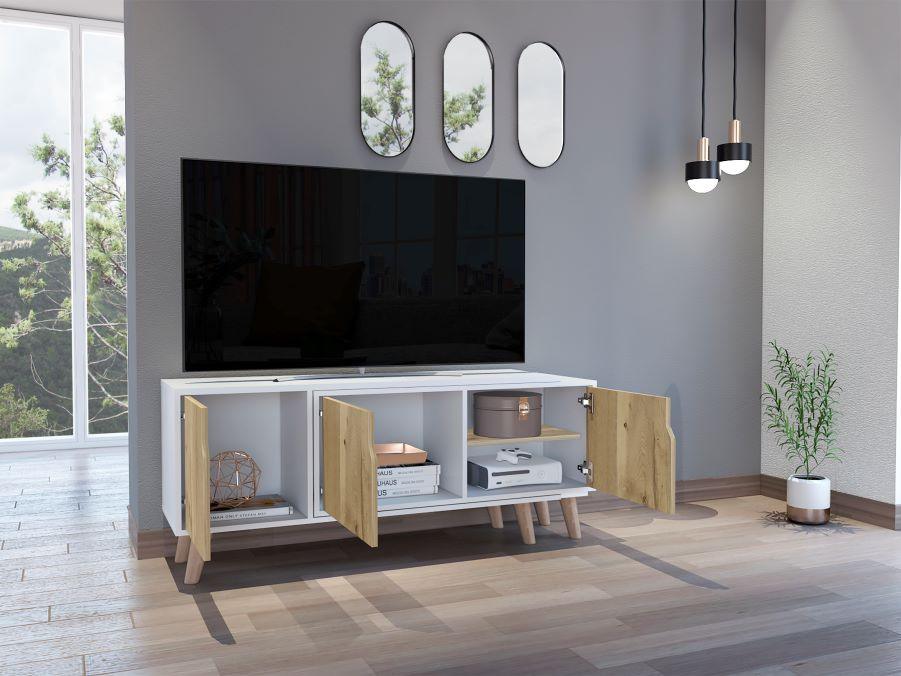 Mesa Para Tv Ornari Blanco Y Duna Para Televisor De 50 Pulgadas
