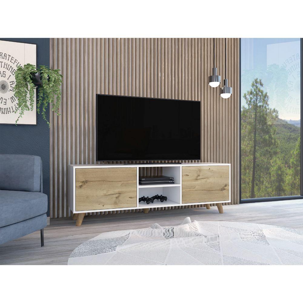 Mesa Para Tv Trinth Blanco Y Duna