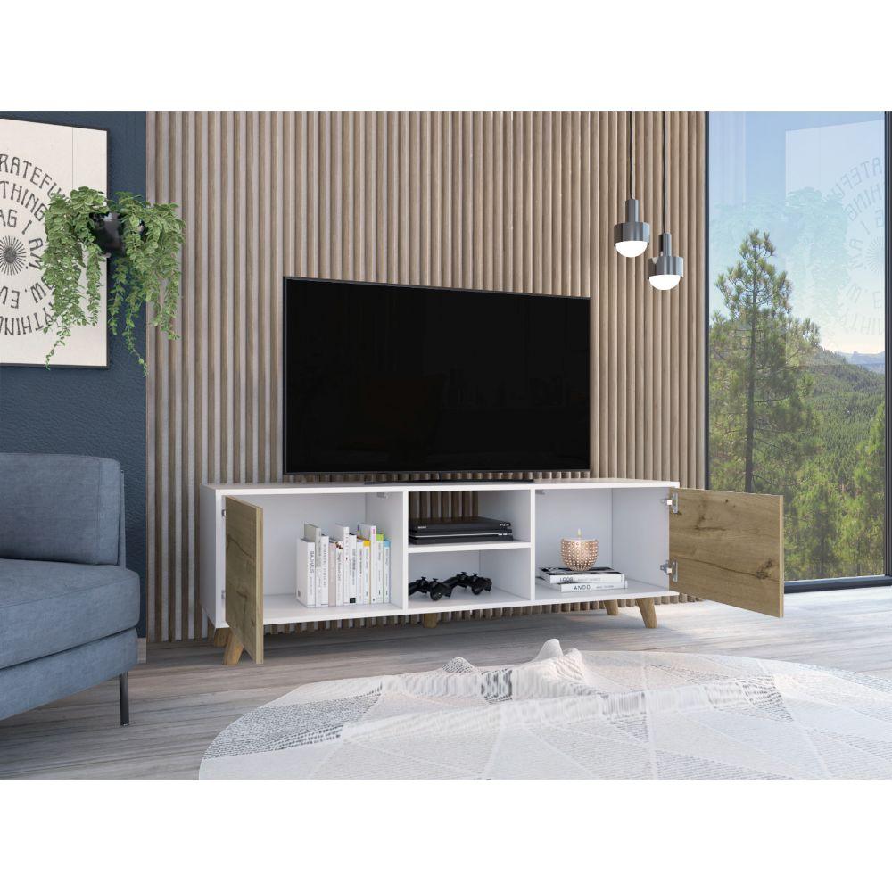 Mesa Para Tv Trinth Blanco Y Duna