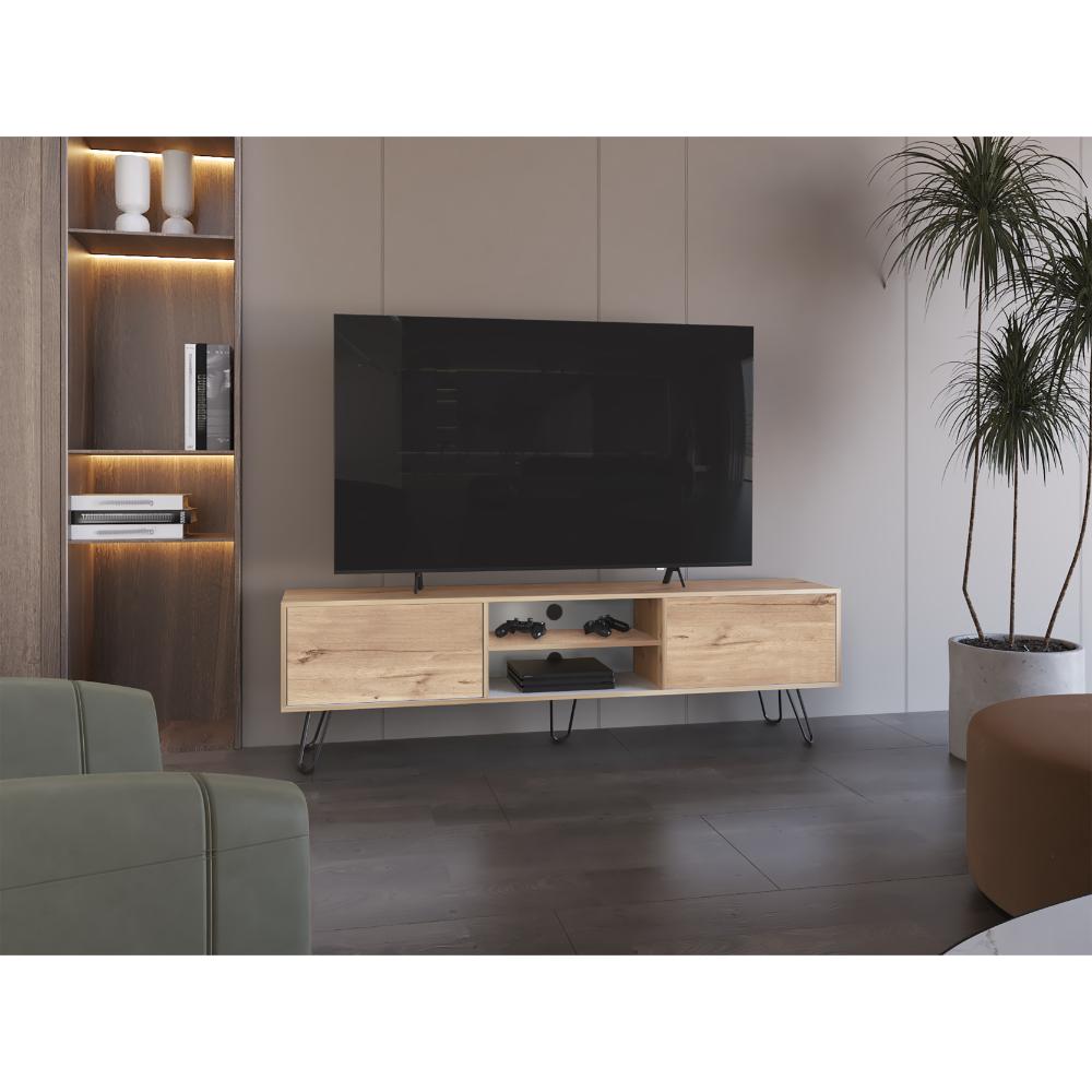 Mesa Para Tv Lureya Duna Y Blanco Para Tv De 80"
