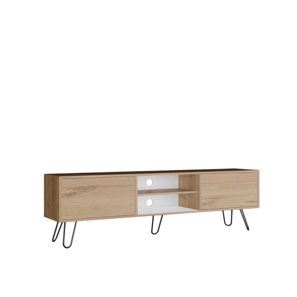 Mesa Para Tv Lureya Duna Y Blanco Para Tv De 80"