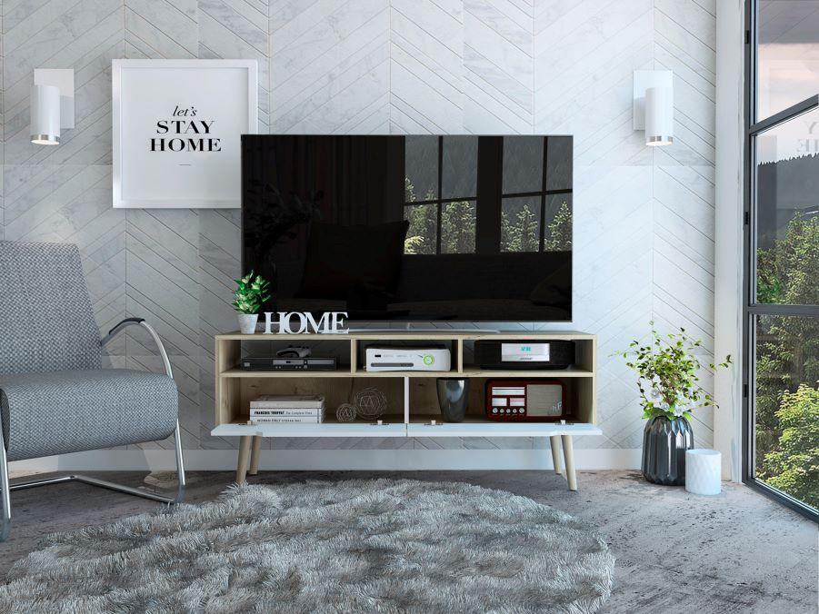 Mesa Para Tv Ruch Duna Y Blanco Para Televisor De 60"