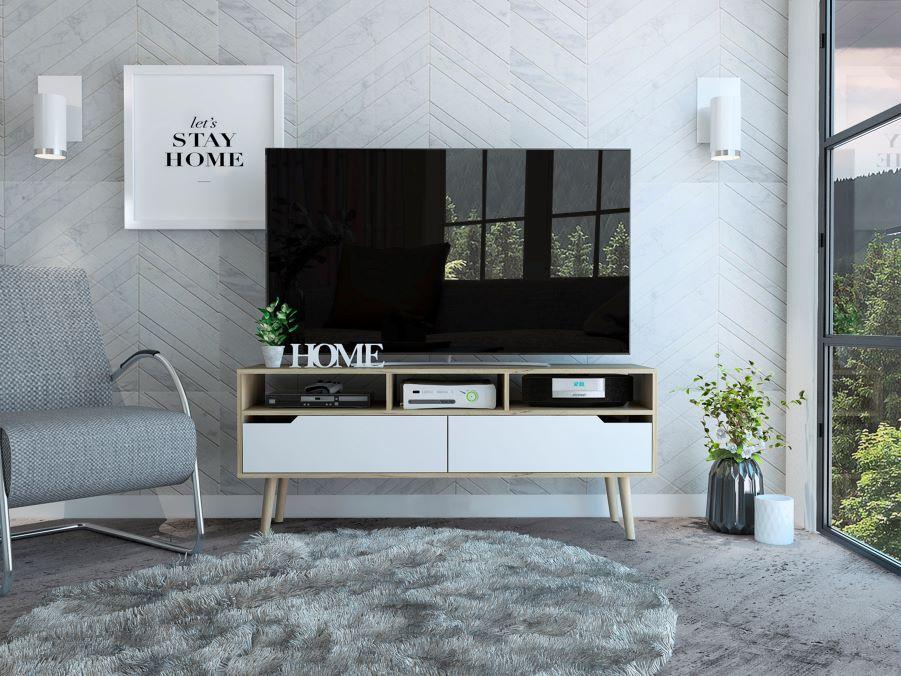 Mesa Para Tv Ruch Duna Y Blanco Para Televisor De 60"