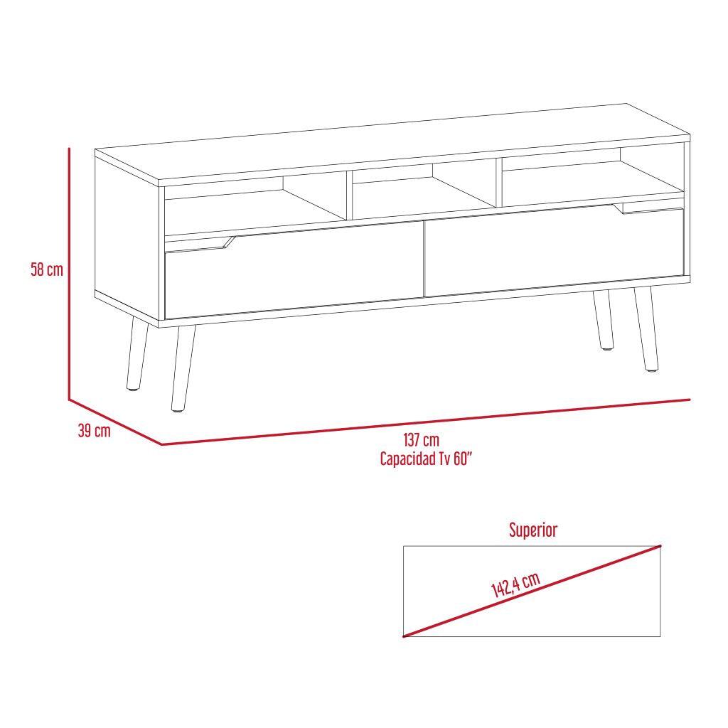 Mesa Para Tv Ruch Duna Y Blanco Para Televisor De 60"