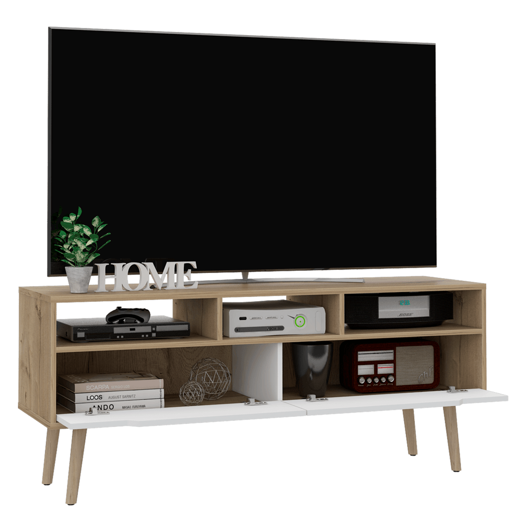 Mesa Para Tv Ruch Duna Y Blanco Para Televisor De 60"
