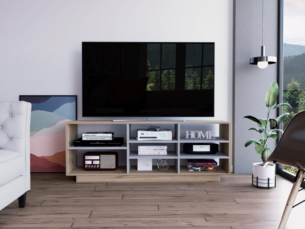Mesa Para Tv Solvan Duna Y Plomo Con Espacio Para Televisor De Hasta 75 Pulgadas