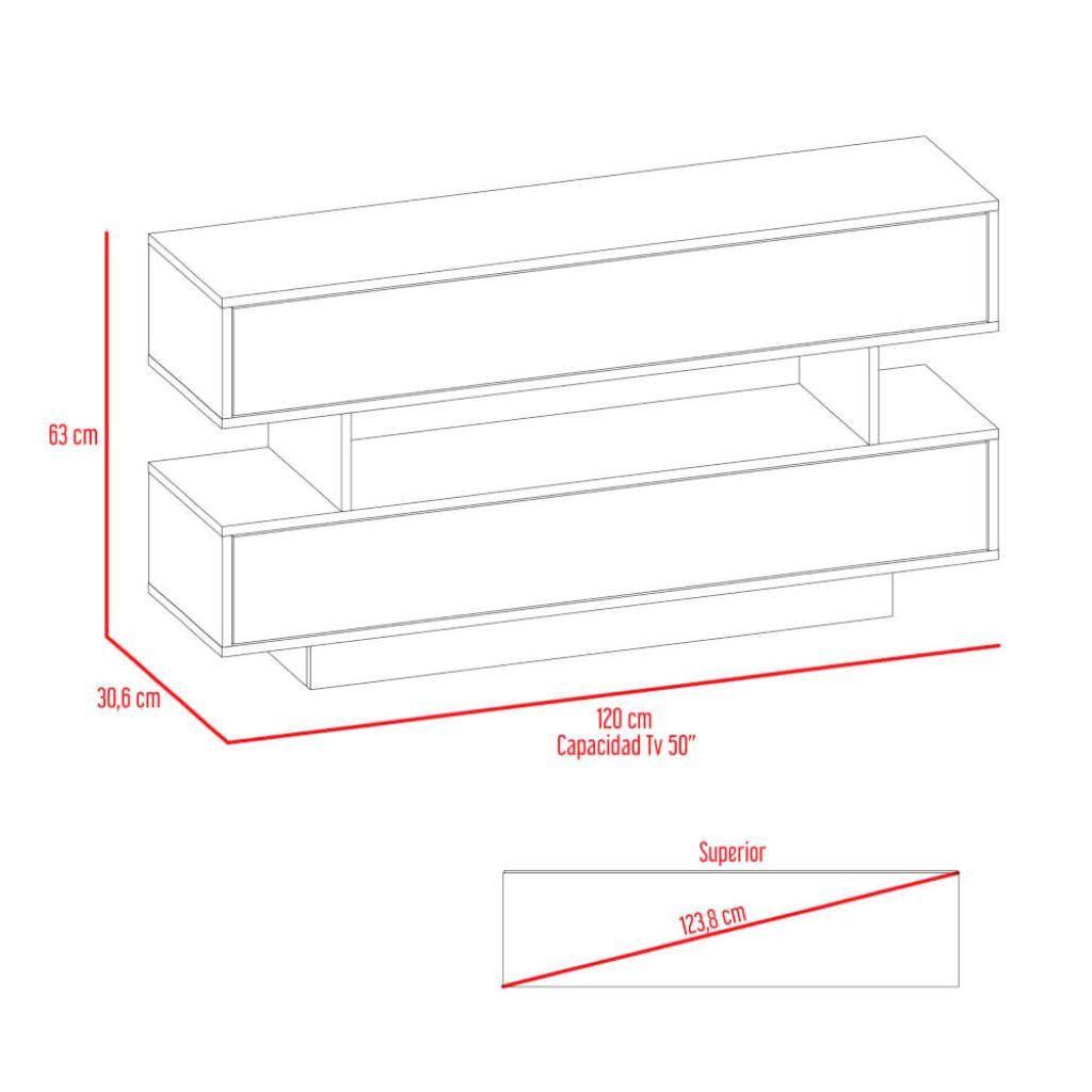 Mesa Para Tv Arvexa Avellana Y Wengue Para Televisor De 50"