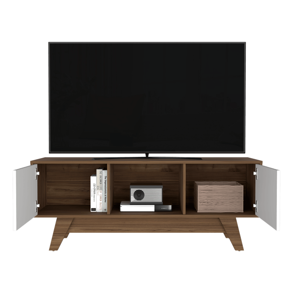 Mesa Para Tv Zunari Castaño Y Blanco Para Tv De 55"