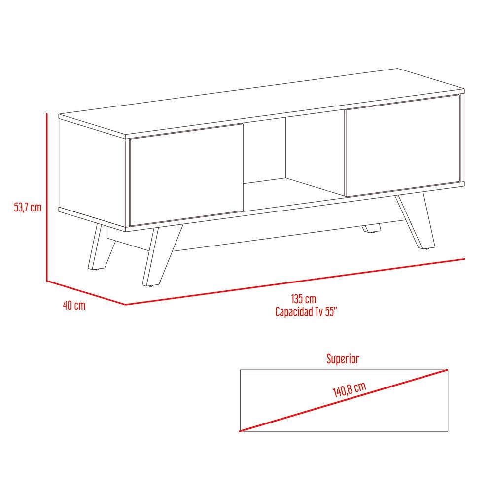 Mesa Para Tv Zunari Castaño Y Blanco Para Tv De 55"